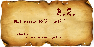 Matheisz Rómeó névjegykártya